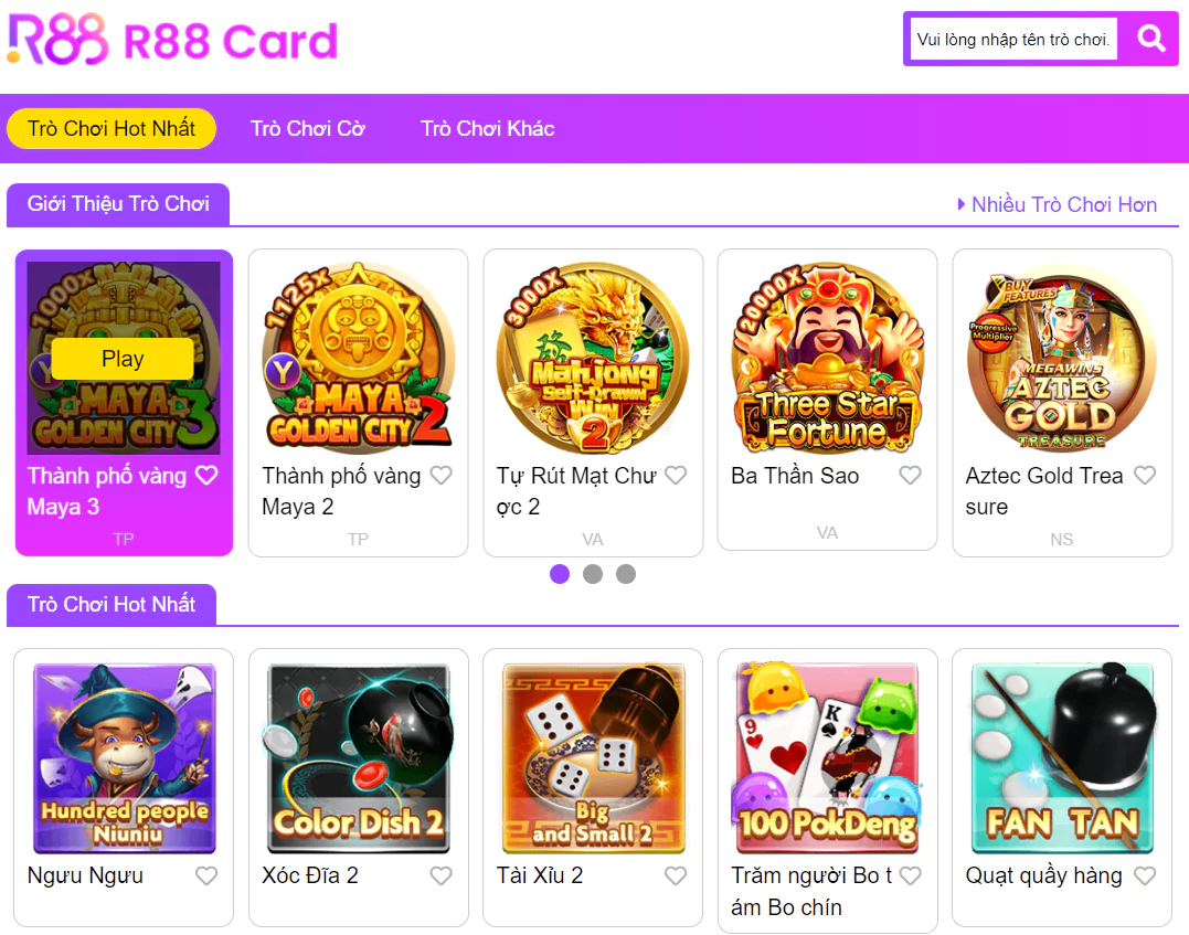 Sảnh game bài R88 tại 69VN